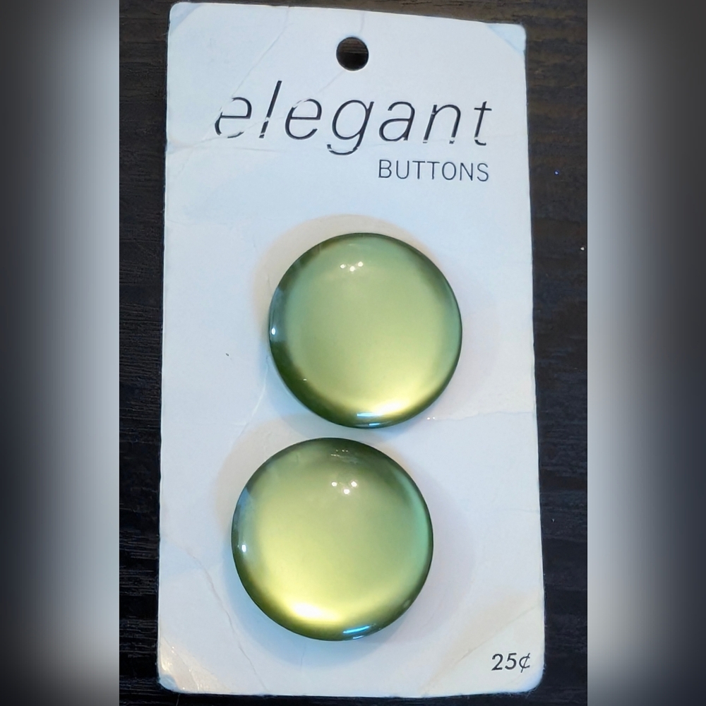 Vintage "Elegant Buttons" NOS | Pearlescent Lime Green | Set of 2 Shank Buttons